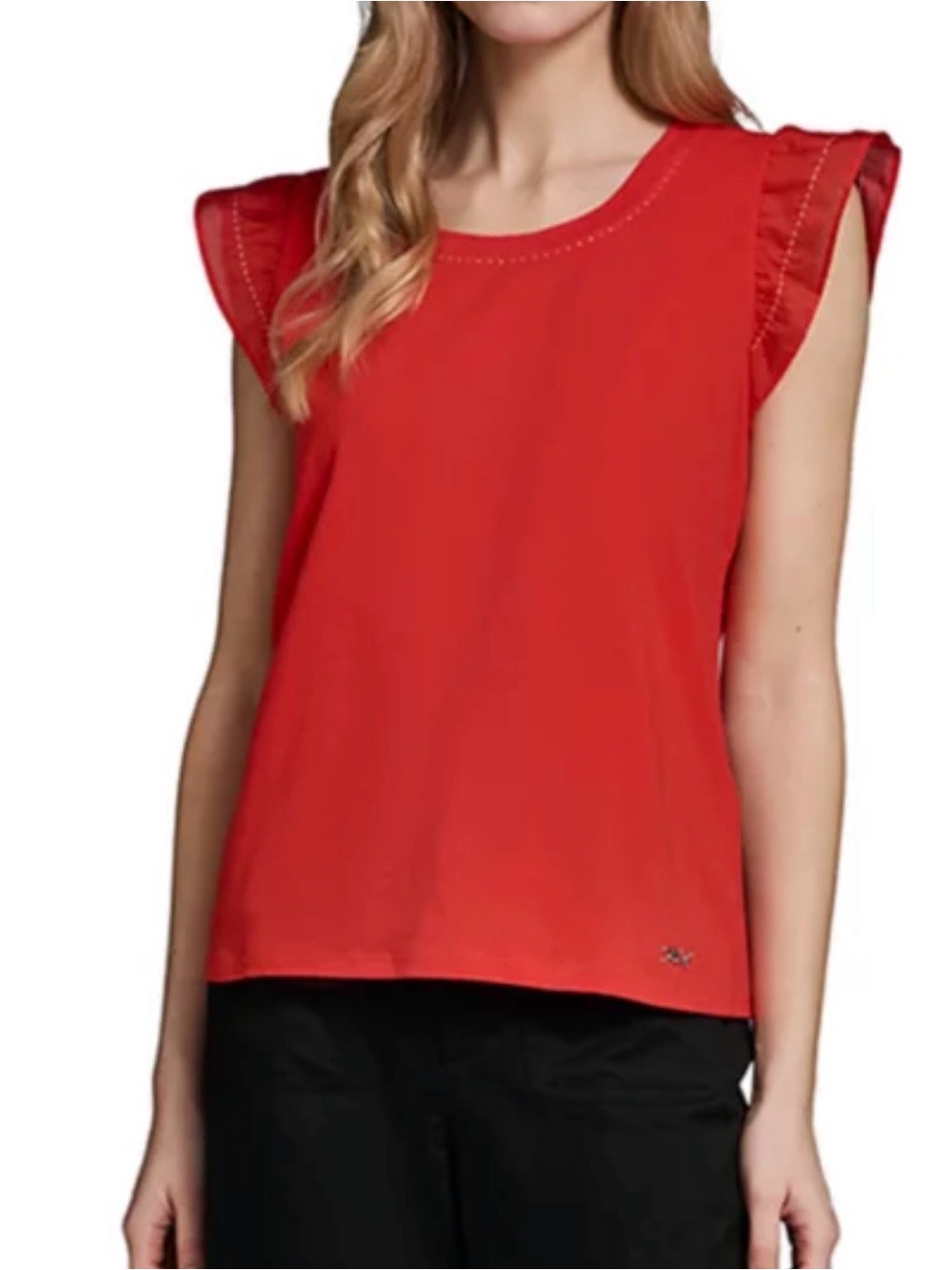 Karl Lagerfeld Red Ruffle Sleeve Blouse